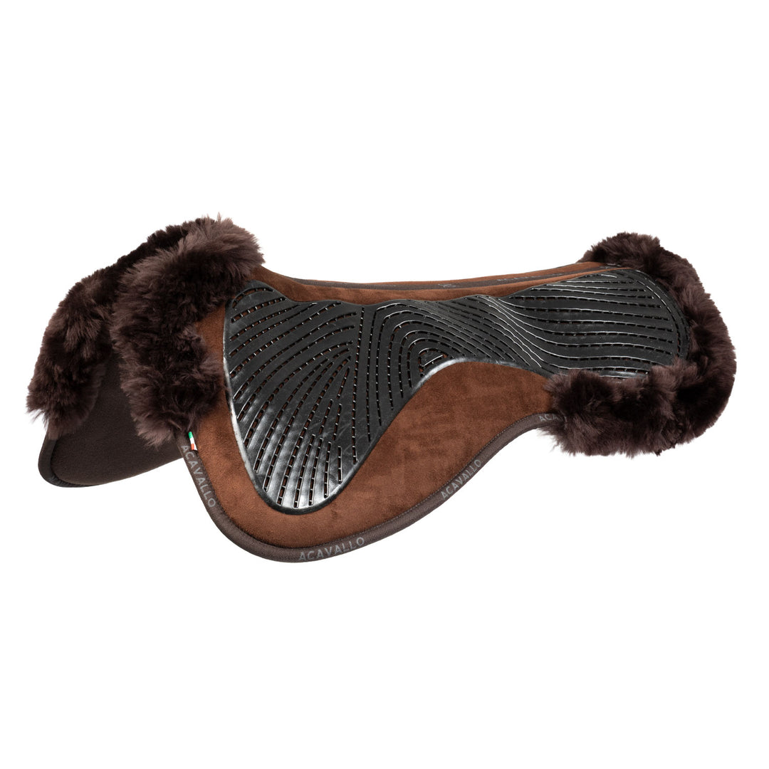 Acavallo Memory Foam Close Contact Jump Half Pad with Gel Grip - Brown, front view