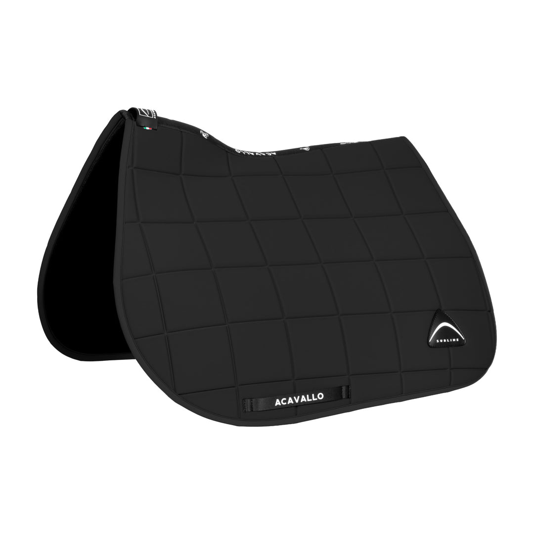 Acavallo Sublime Jump Saddle Pad with Square Quilting - Black, front view