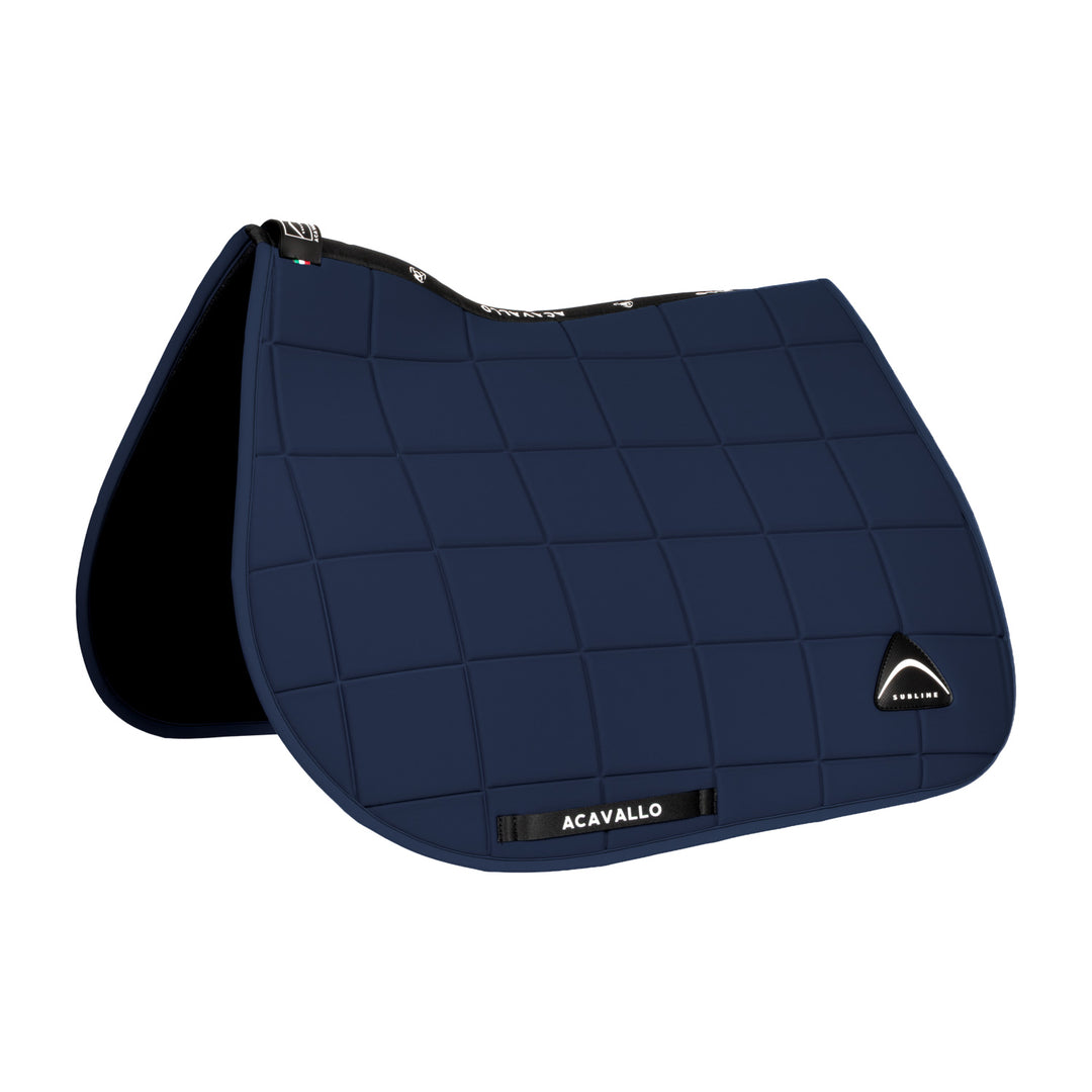 Acavallo Sublime Jump Saddle Pad with Square Quilting - Navy, front view