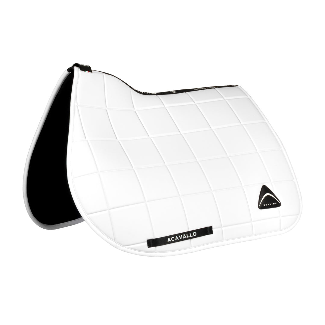 Acavallo Sublime Jump Saddle Pad with Square Quilting - White, front view