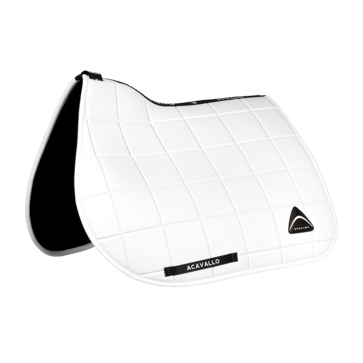 Acavallo Sublime Jump Saddle Pad with Square Quilting - White, front view