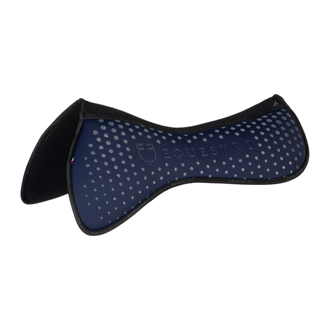 Equestro Memory Foam Glitter Grip Half Pad - Navy/Silver, front view
