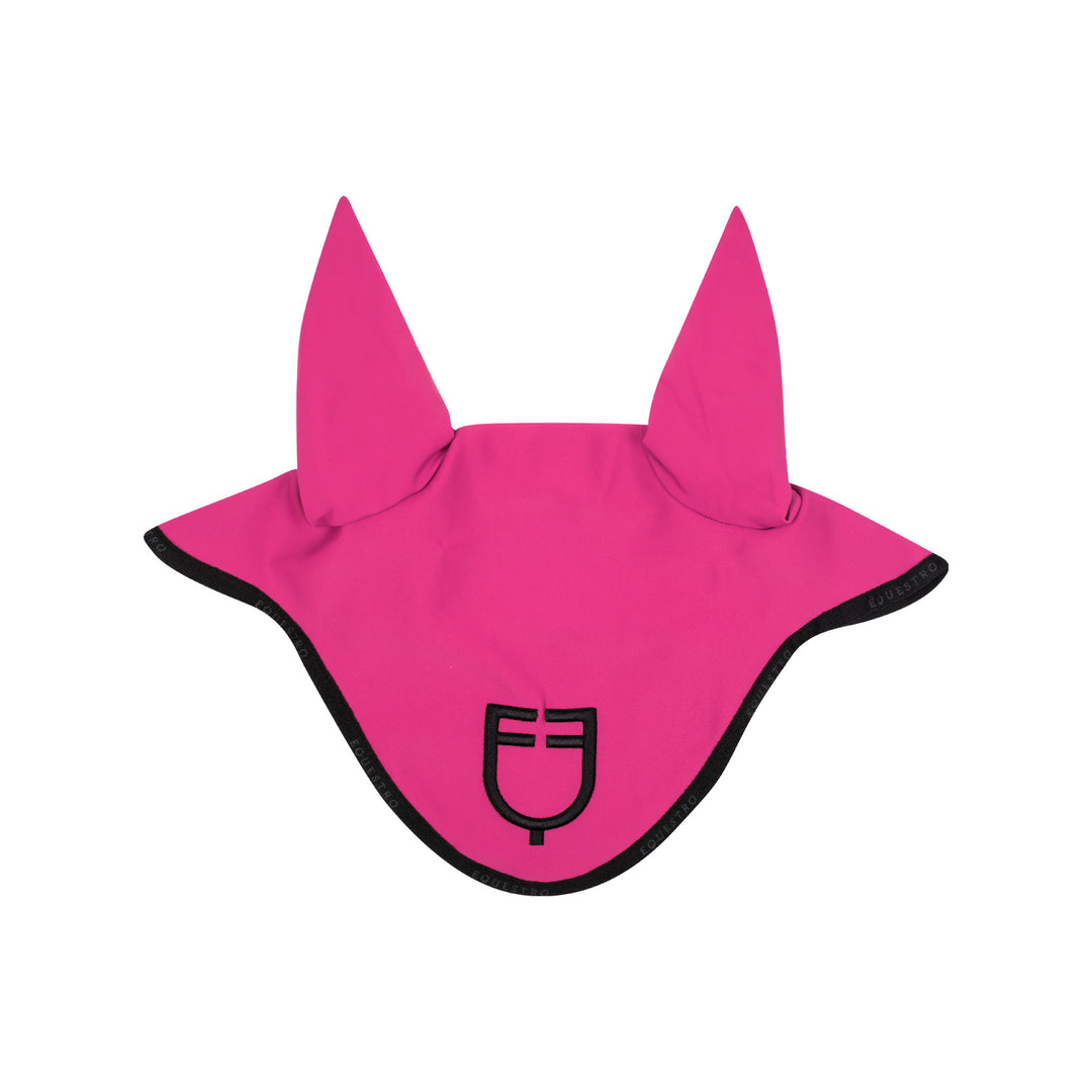 Equestro Technical Fabric Logo Fly Veil - Fuchsia/Black, front view