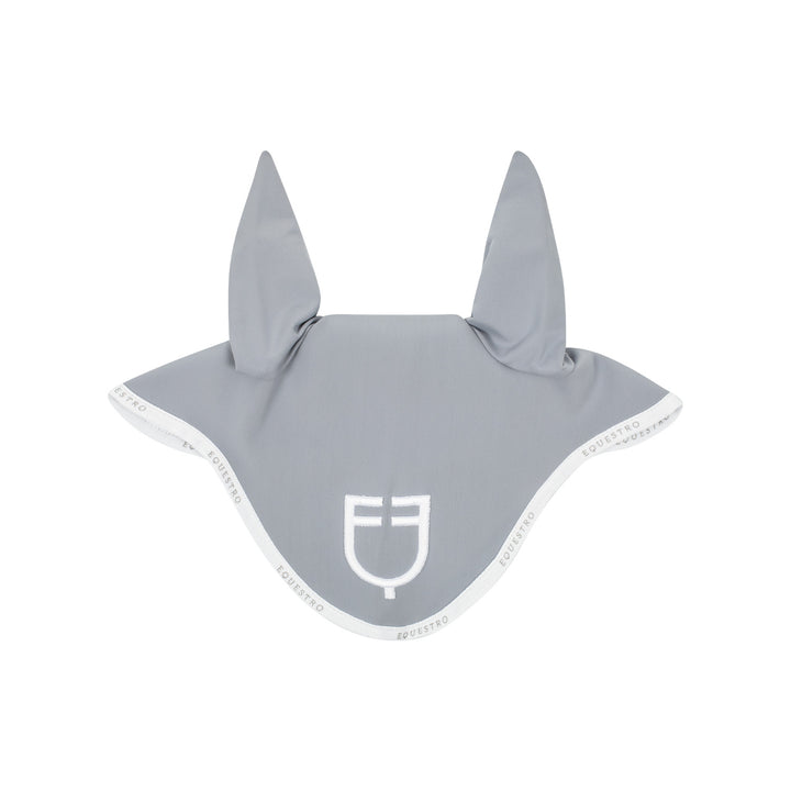 Equestro Technical Fabric Logo Fly Veil - Grey/White, front view