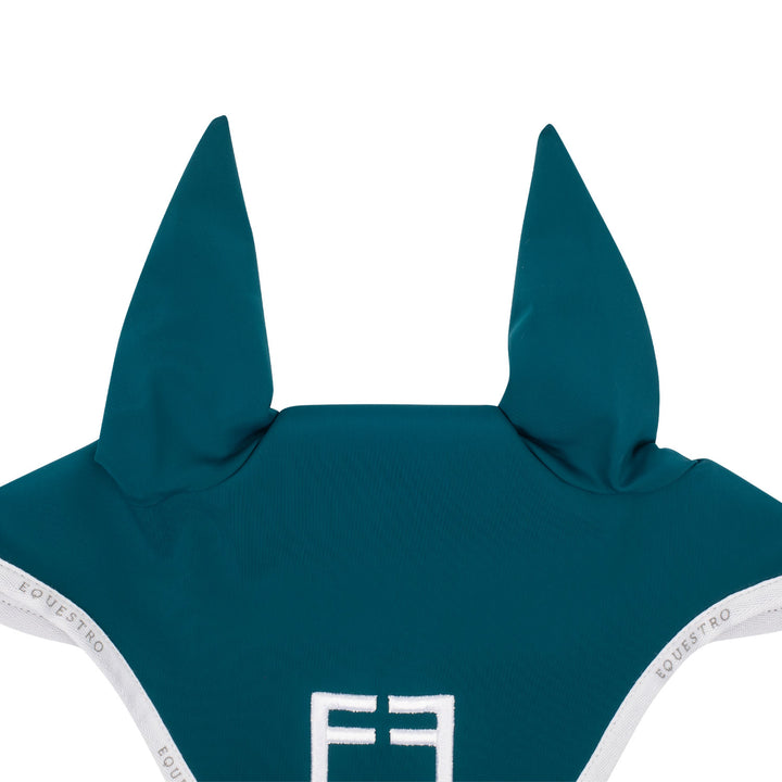 Equestro Technical Fabric Logo Fly Veil - Petrol/White, view 2