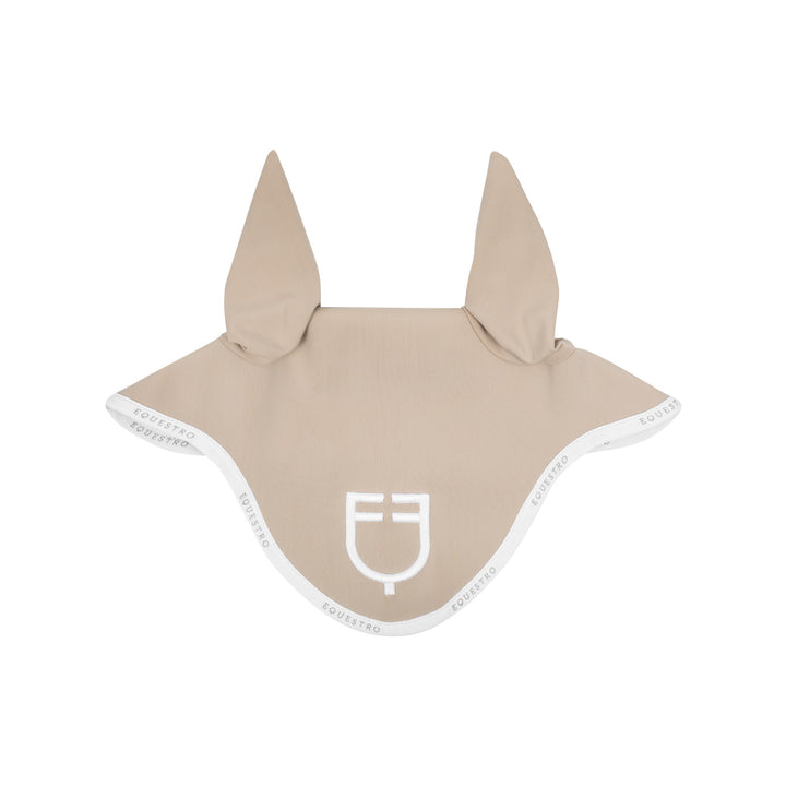 Equestro Technical Fabric Logo Fly Veil - Sand/White, front view
