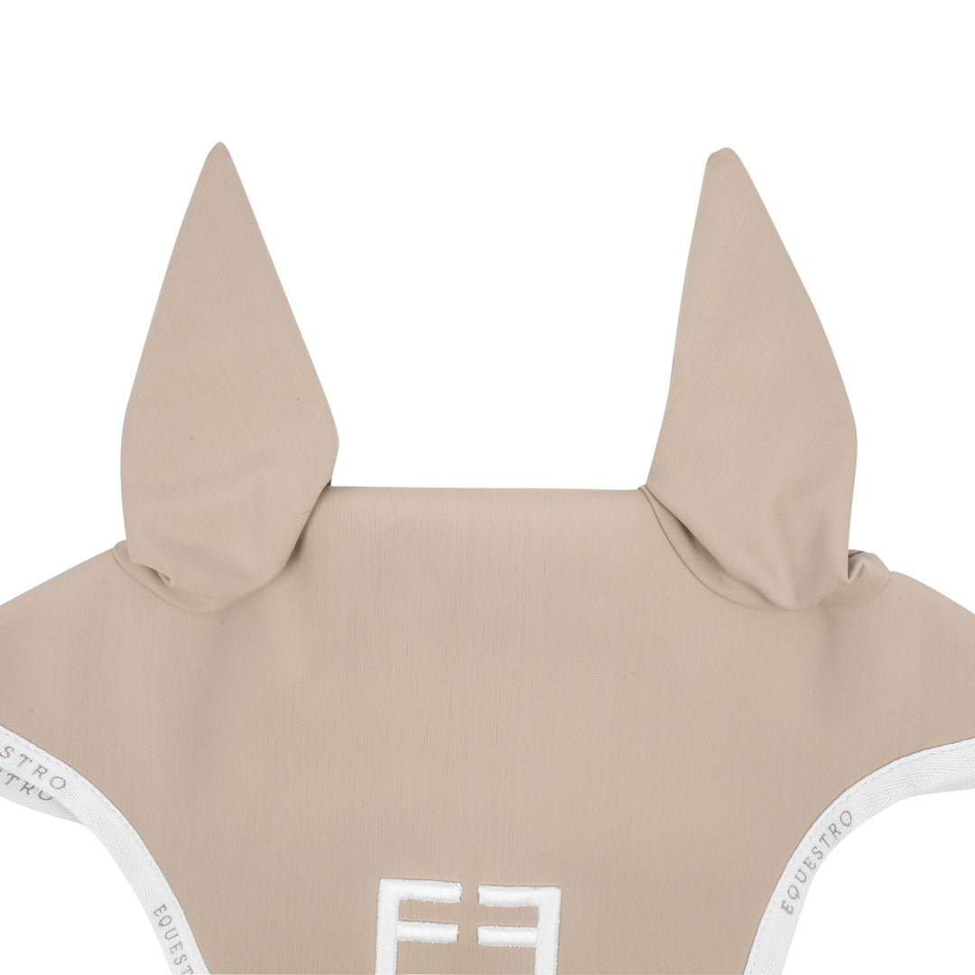 Equestro Technical Fabric Logo Fly Veil - Sand/White, view 2