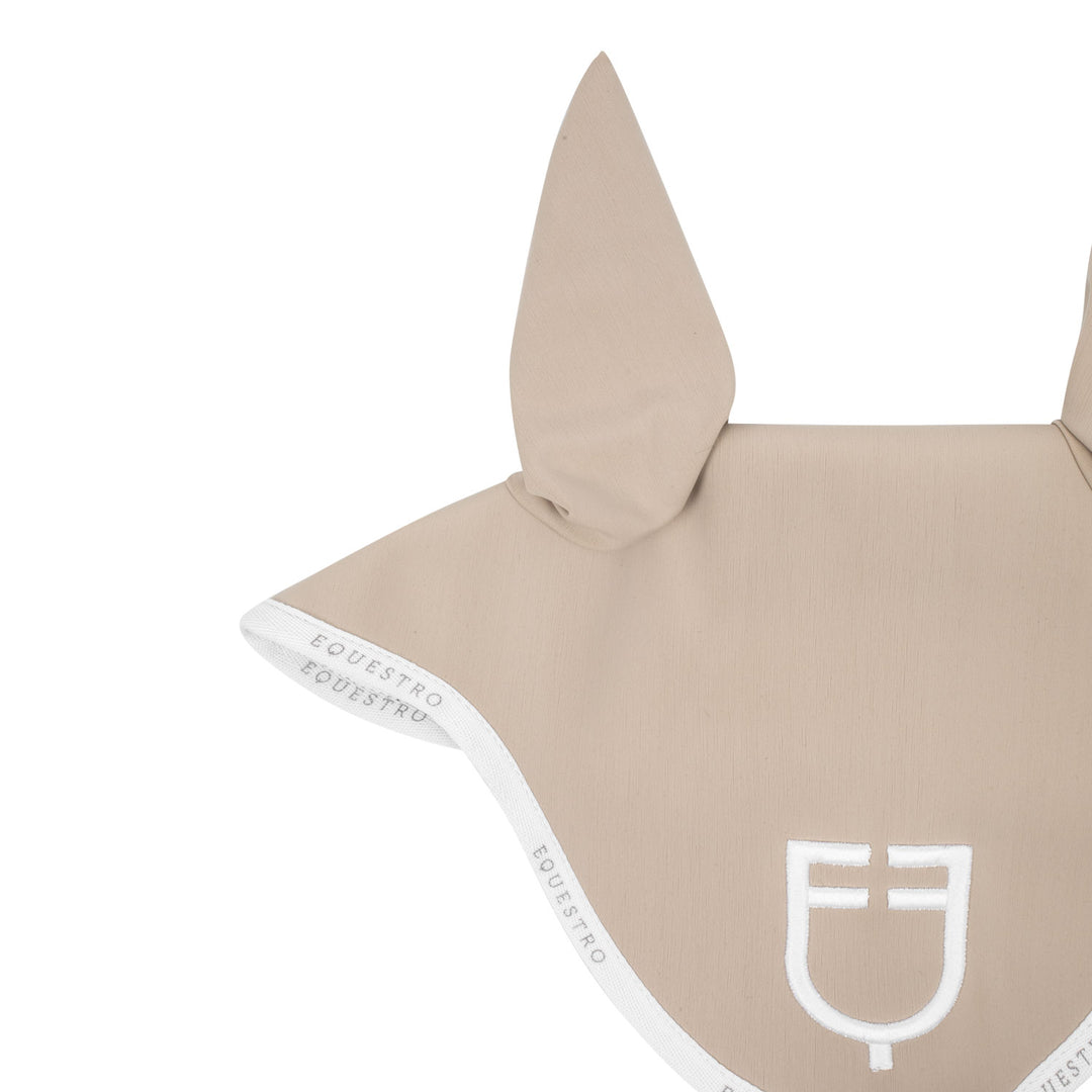 Equestro Technical Fabric Logo Fly Veil - Sand/White, view 3
