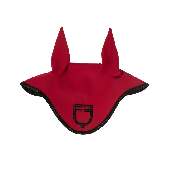 Equestro Technical Fabric Logo Fly Veil - Wine/Black, front view