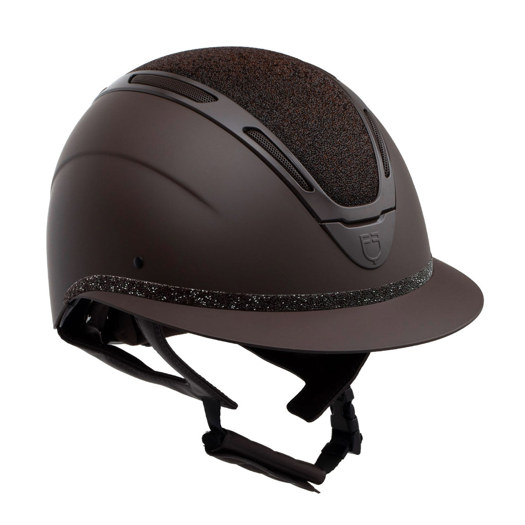 Equestro Women's Apocalypse Glitter Riding Hat - Coffee Brown/Coffee Brown, front view