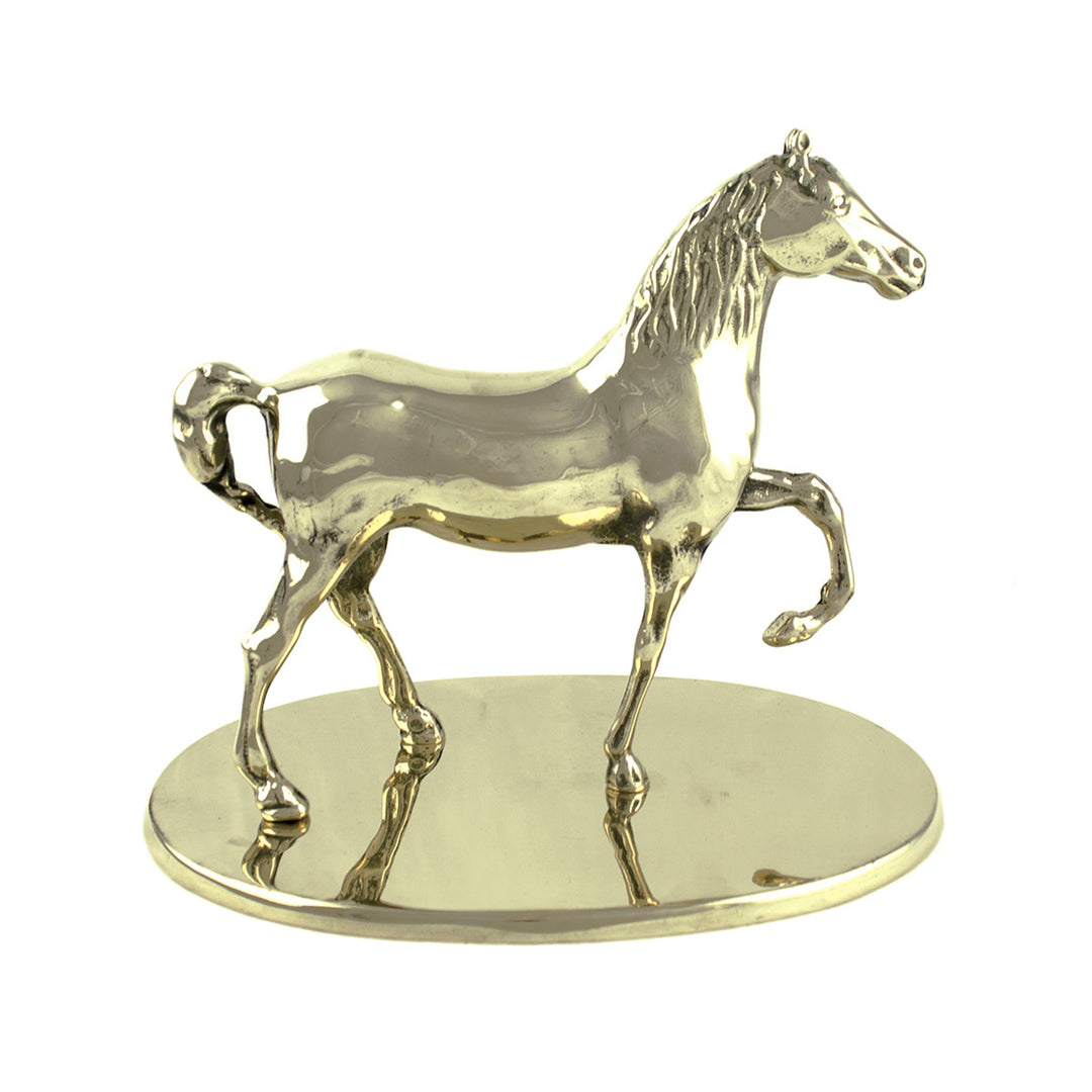 Umbria Equitazione Brass Horse Trophy with Brass Base, front view