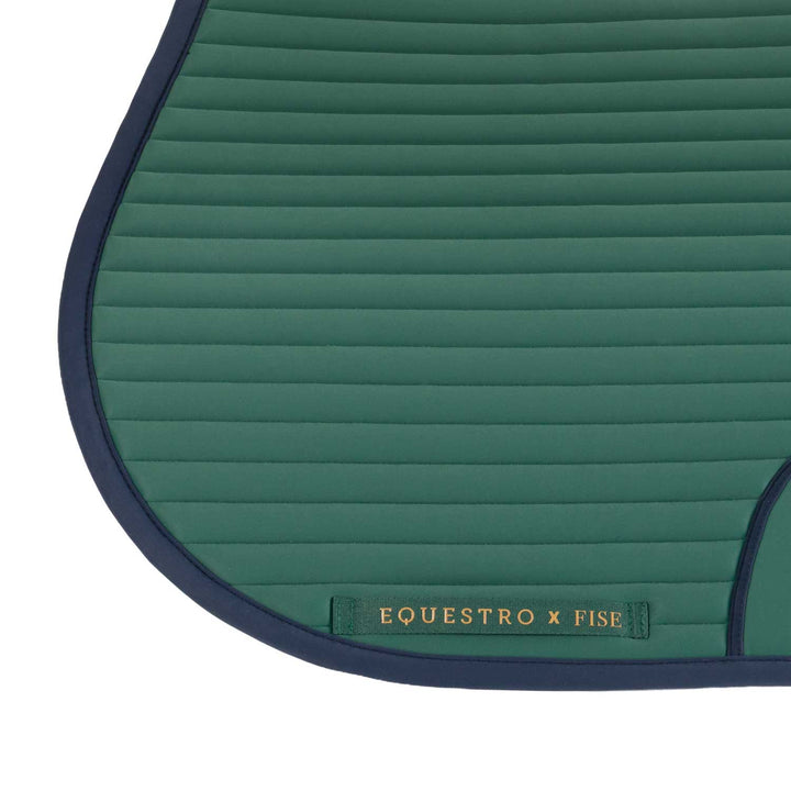 Equestro X FISE 100 Horizontal Quilted Jump Saddle Pad - Deep Sage Green/Blue Forest, view 5