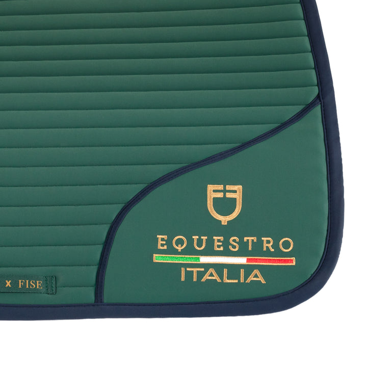 Equestro X FISE 100 Horizontal Quilted Jump Saddle Pad - Deep Sage Green/Blue Forest, view 3