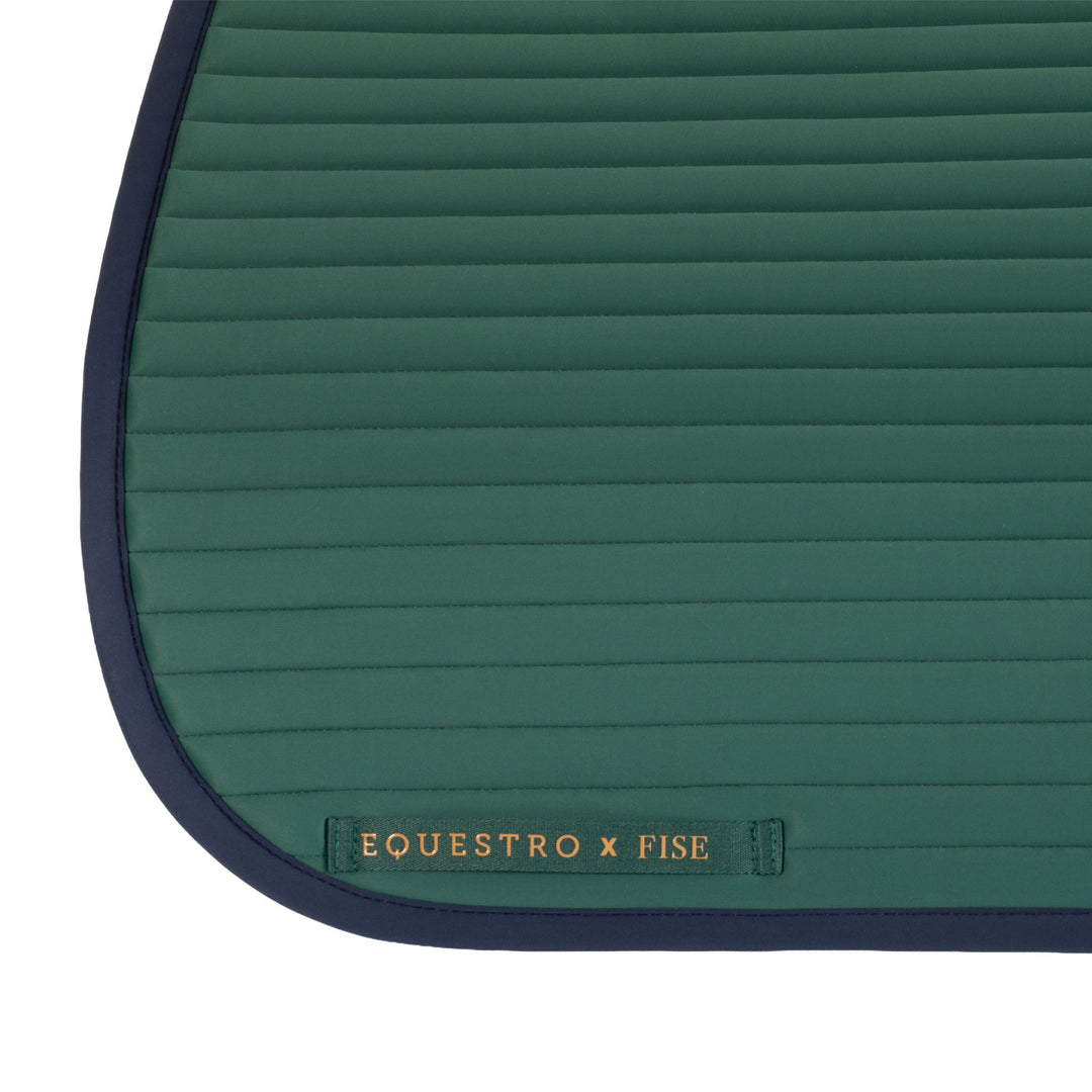 Equestro X FISE 100 Dressage Saddle Pad with Embroidered Logo - Deep Sage Green/Blue Forest, view 3