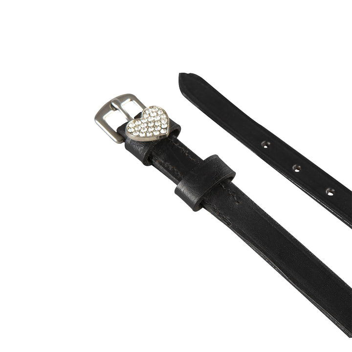 Equestro Rhinestone Leather Spur Straps - Heart, front view