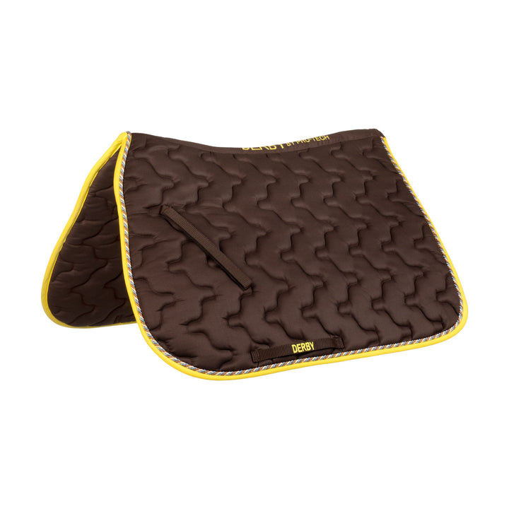 Derby Cotton Saddle Pad - Brown/Multi/Yellow, front view