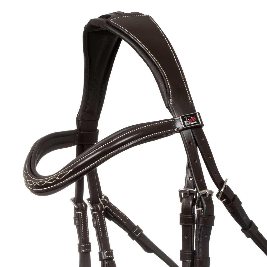 Supreme Mexican Bridle with Anatomical Curved Noseband - Dark Brown, view 4