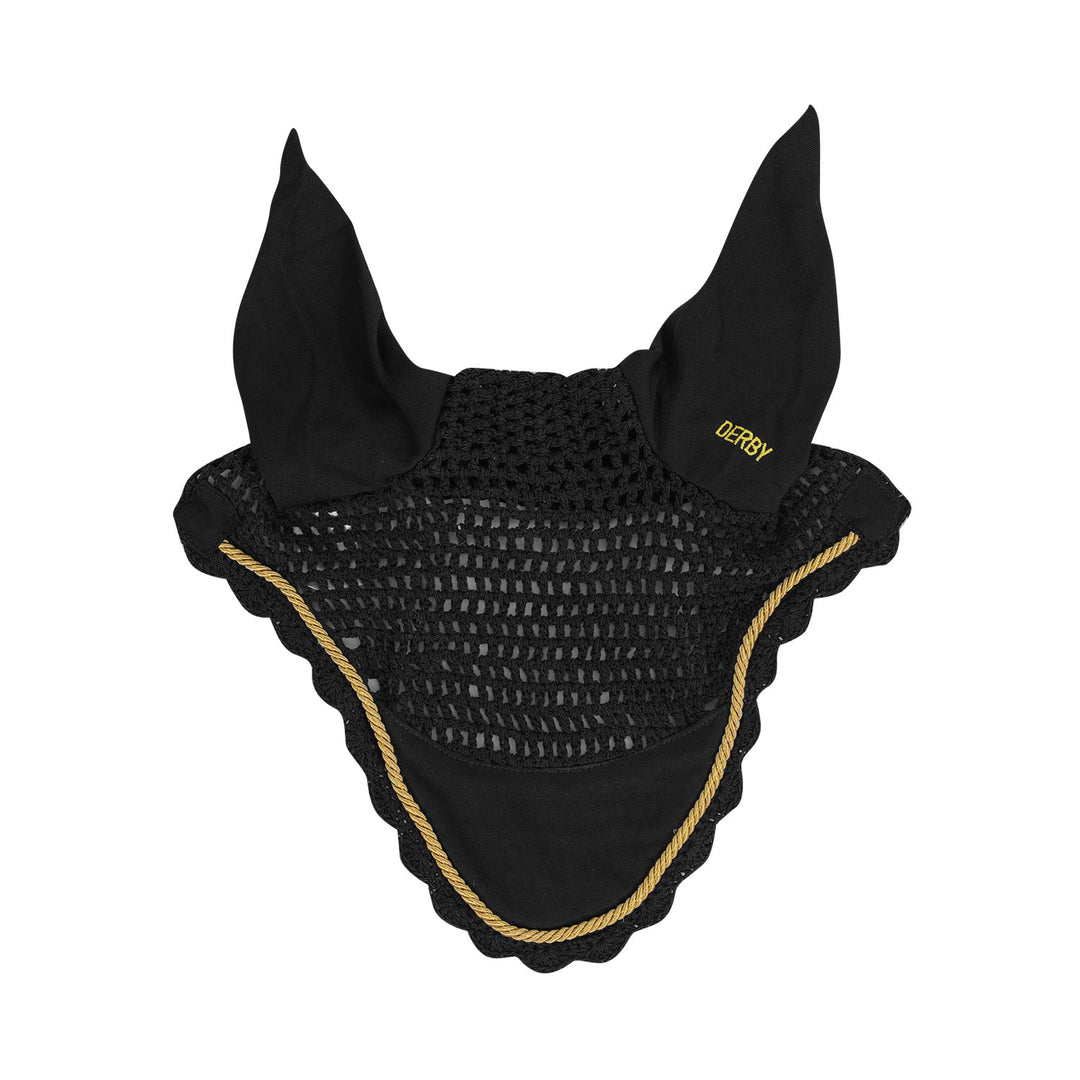 Derby Pro-Tech Trim Fly Veil - Black/Gold/Black, front view