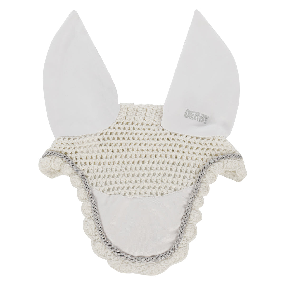 Derby Pro-Tech Trim Fly Veil - White/Silver/White, front view